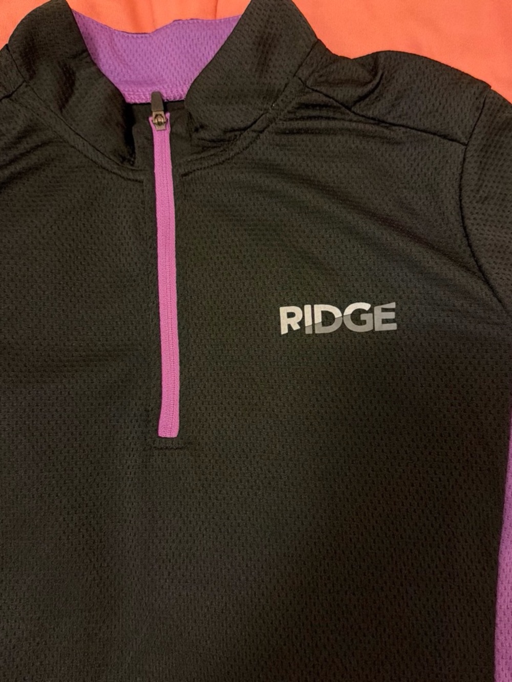 RIDGE Women's Black Utility Half-Zip Jacket with Purple Trim
